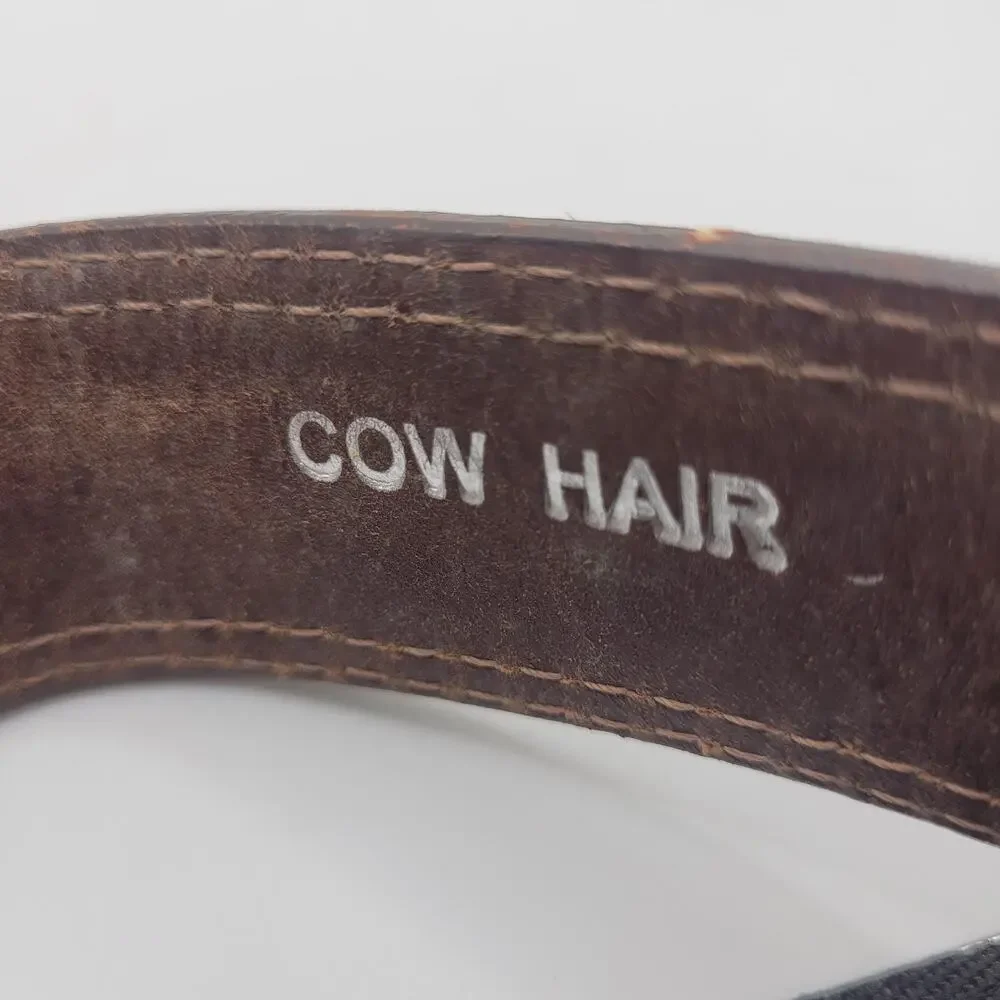 Larry Mahan Belt 36 Brown Leather‎ Cow Hair Studded Tooled Western Cowboy Rodeo